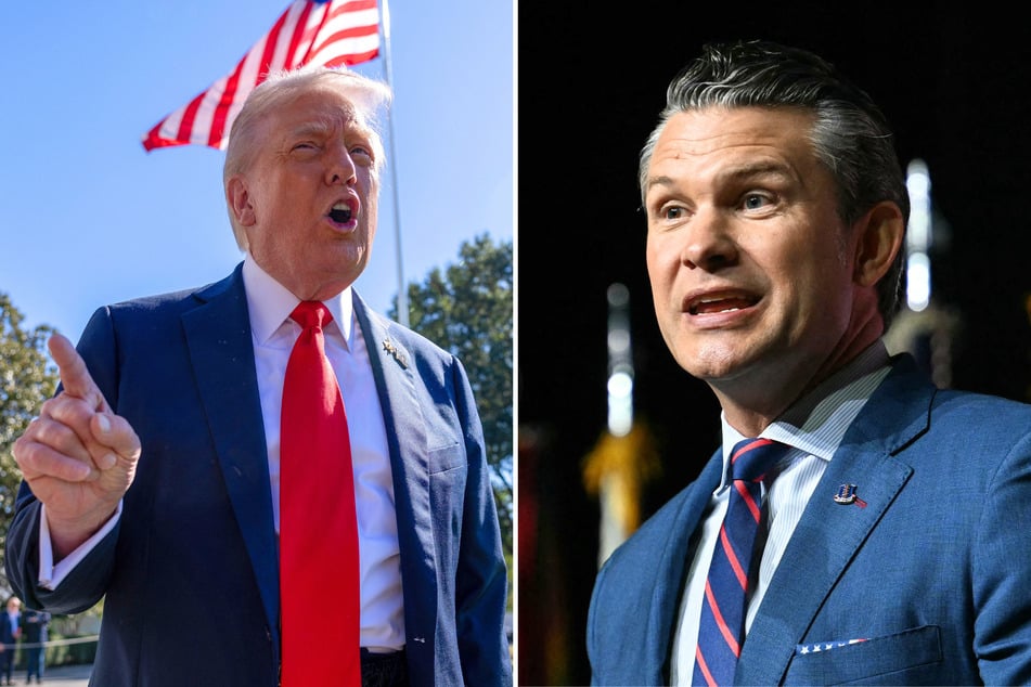 In an interview on Sunday, Secretary of Defense Pete Hegseth (r.) revealed President Donald Trump (l.) "yelled" at him during a recent Oval Office meeting.