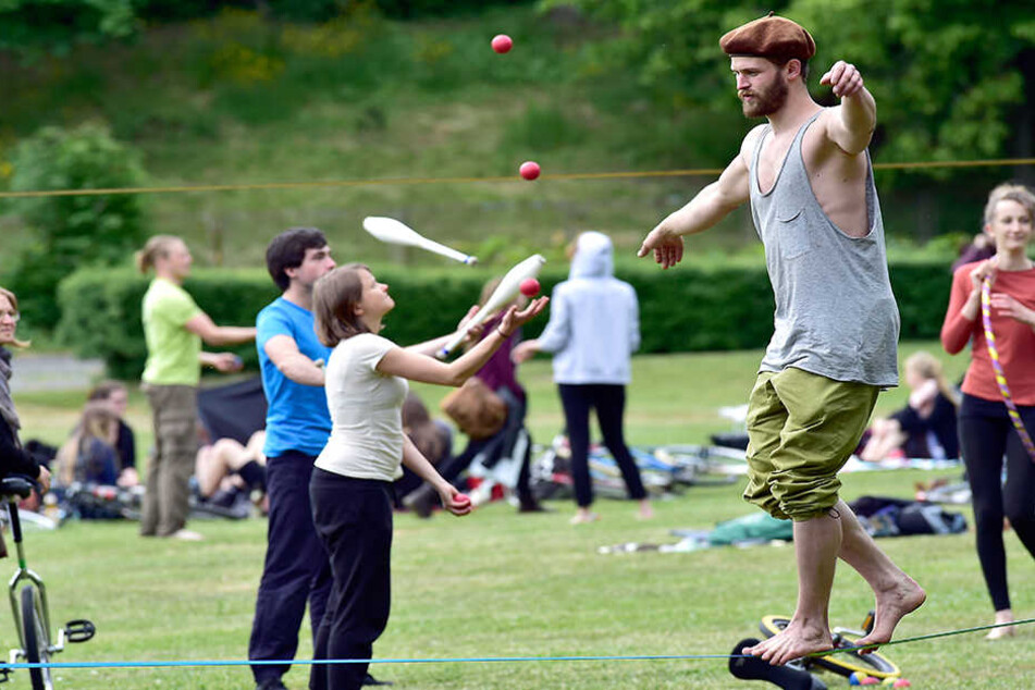 Um die 1500 Sportler treffen sich beim Slackfest auf der Küchwaldwiese.