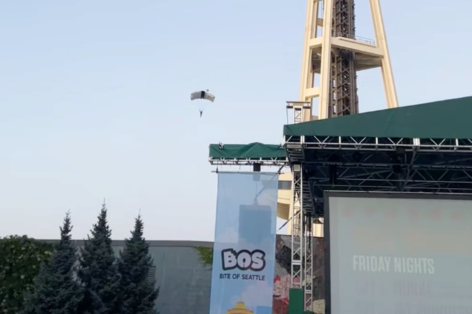 Einer der Springer wurde auch vom Boden aus gefilmt.