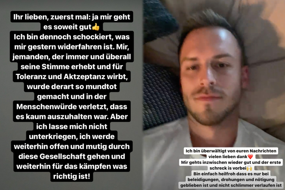 In zwei Instagram-Storys vom Sonntagnachmittag äußerste sich Lauritz Hofmann (28) erneut zu der Attacke vom Sonntagmorgen.