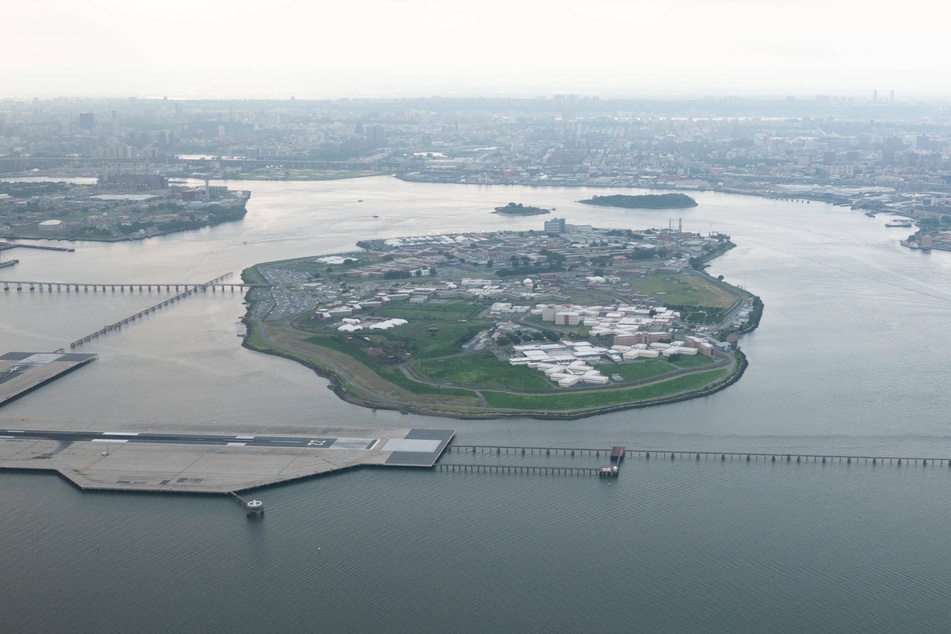 Rikers Island is surrounded by water with just one long causeway leading to the mainland.