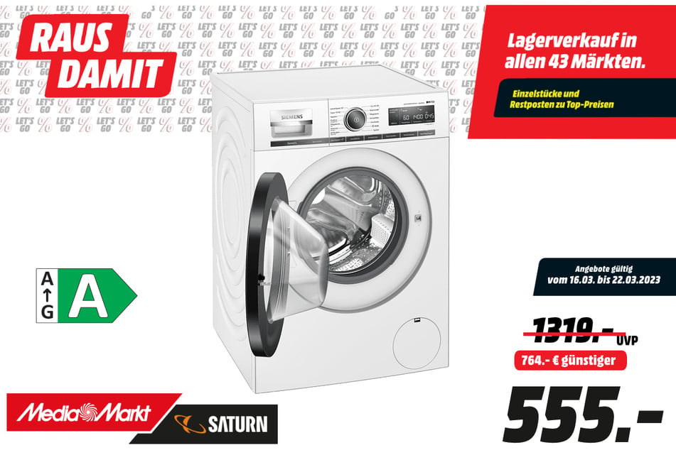 Siemens-Waschmaschine für 555 statt 1.319 Euro.