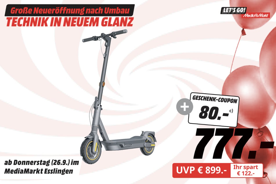 Ninebot-E-Scooter für 777 Euro PLUS 80-Euro-Coupon.