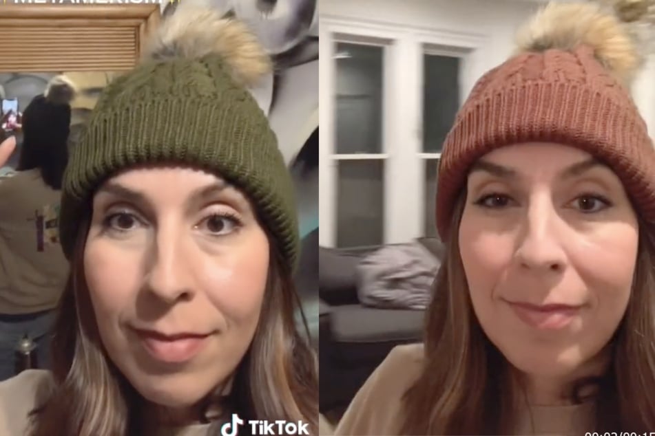 Same hat, different light - the color change is due to what kind of light it's under.