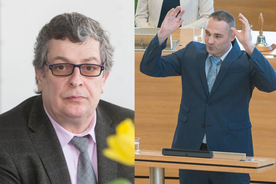 Gegen AfD-Abgeordneten Carsten Hütter (52, links) und Sebastian Wippel (33) stellte Kasek Anzeige.