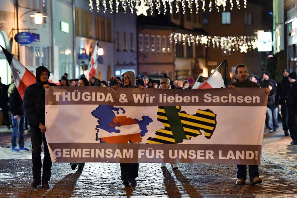Der Thügida-Aufmarsch in Saalfeld verlief überwiegend friedlich. (Archivbild)