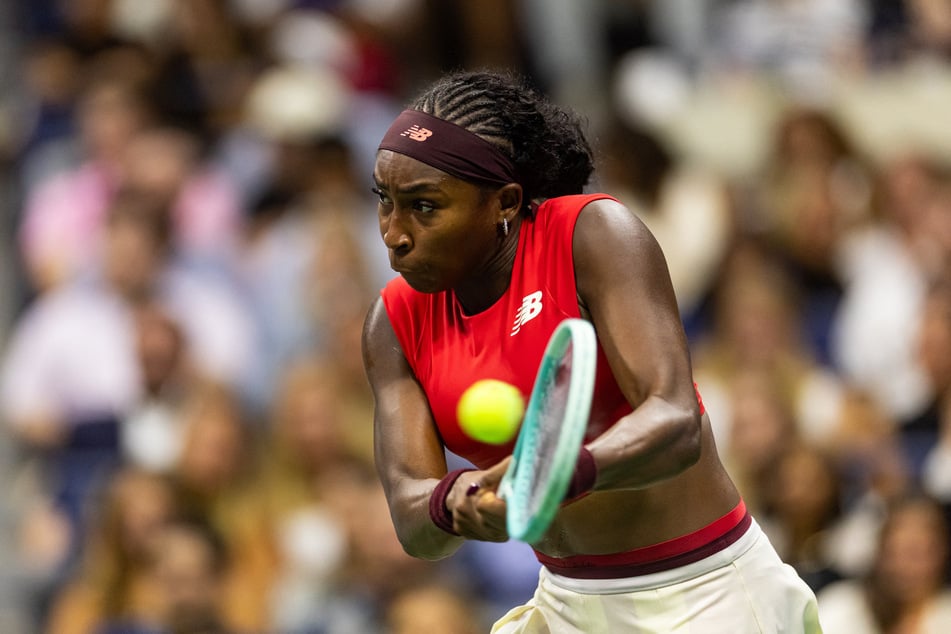 Coco Gauff hits the ball against Ajla Tomljanovic (not pictured) on day three of the 2025 US Open tennis tournament.