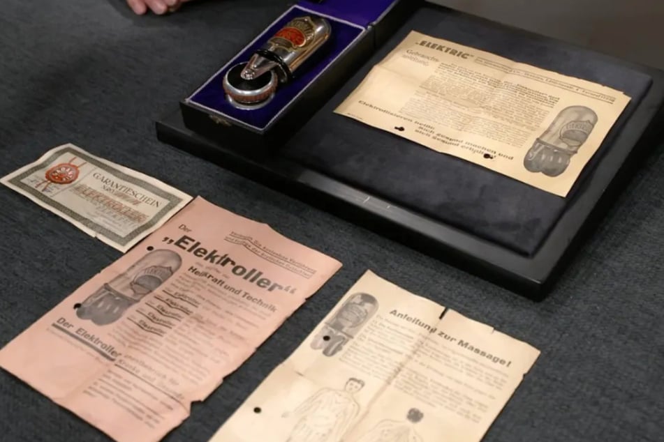 Der "Elektroller" ist ein Ganzkörpermassagegerät aus den 1930er-Jahren. Hergestellt wurde es in Dresden.