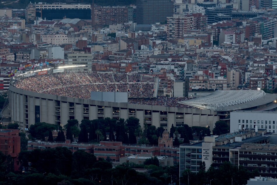 Luftaufnahme des alten Camp Nou bei seinem letzten Auftritt im Mai gegen RCD Mallorca.