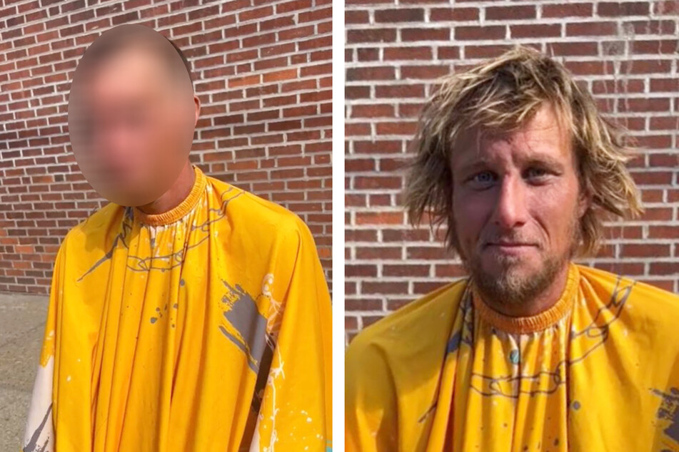 Obdachloser bekommt Haare und Bart geschnitten: Danach ist er kaum wiederzuerkennen