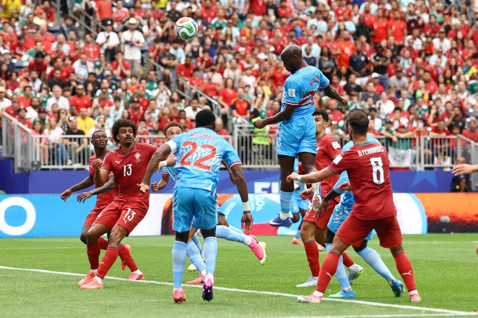 DR Congo's Yoane Wissa scores their first goal in the World Cup Group K match against Portugal on June 17, 2026.