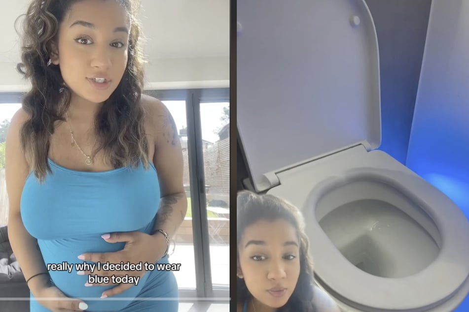 Schwangere Frau ist entsetzt, als sie von Toilette aufsteht - Klobrille sieht plötzlich merkwürdig aus