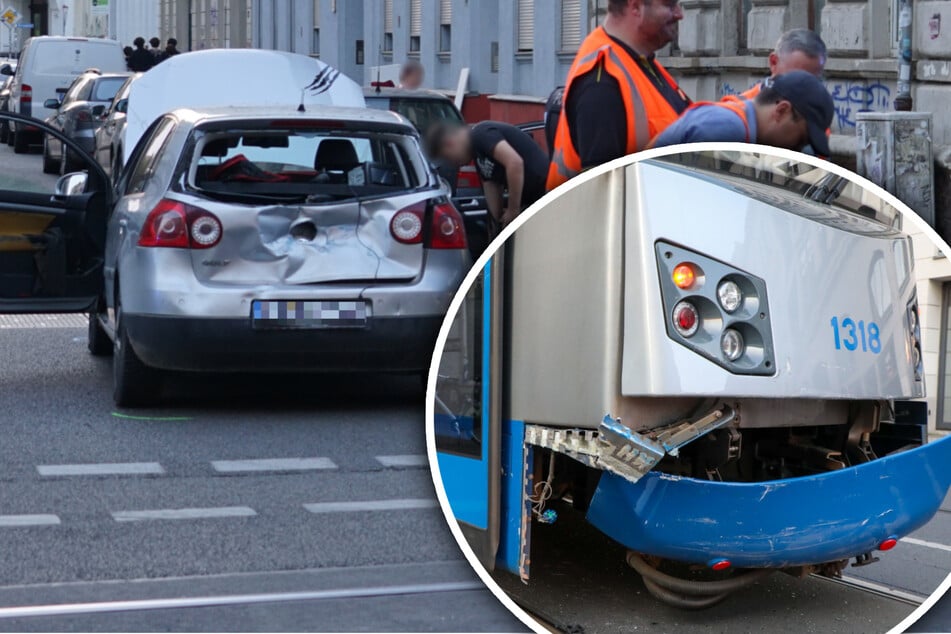 Crash im Leipziger Osten: Tram kracht auf Auto