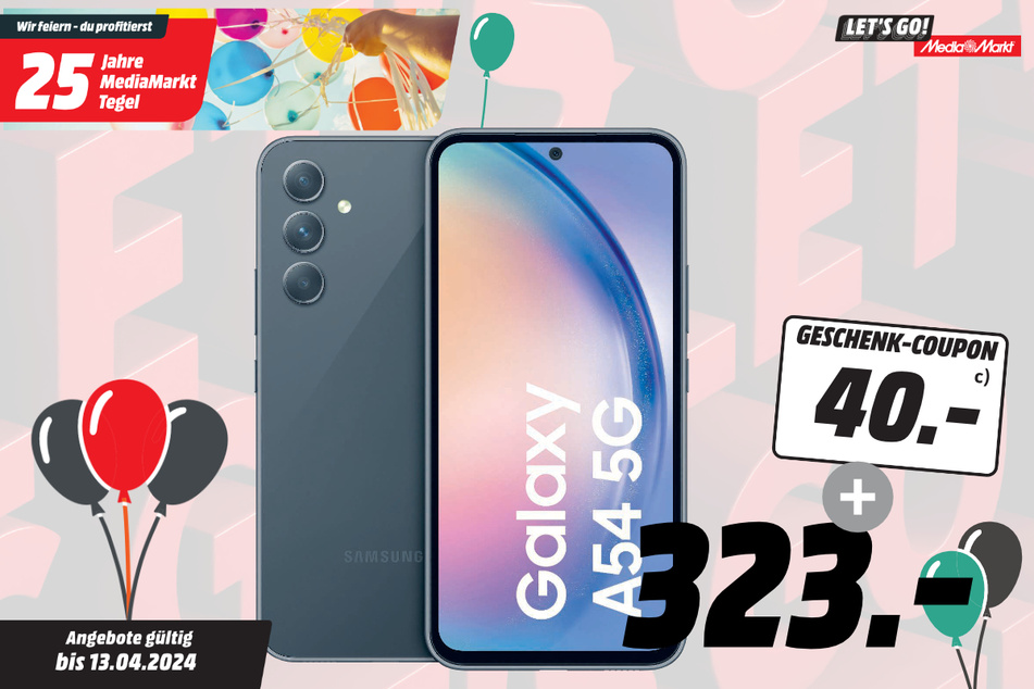 Samsung Galaxy A54 5G für 323 Euro + 40-Euro-Coupon.