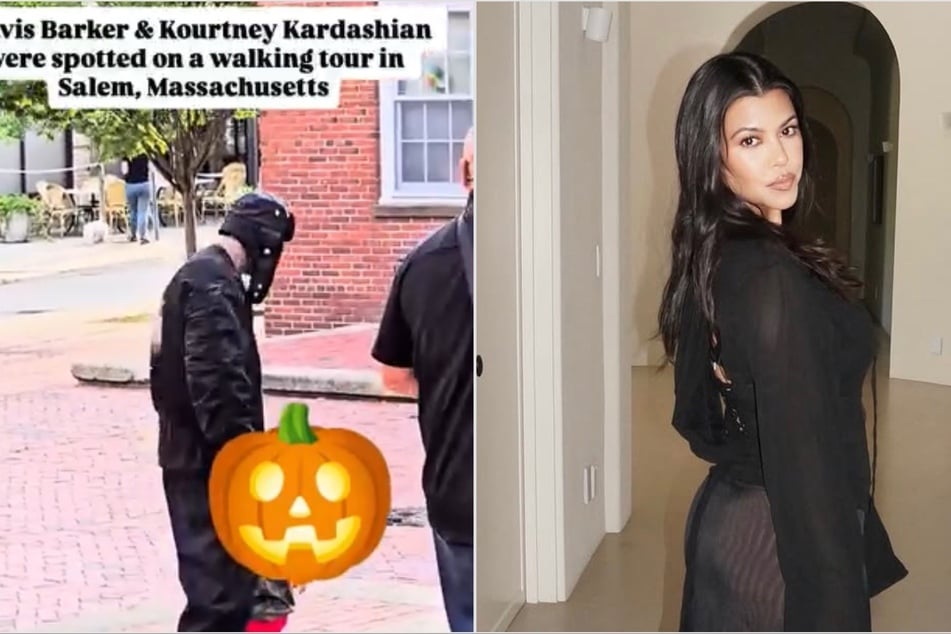 Kourtney Kardashian (r.) and Travis Barker stopped by Salem for its Witch City Walking Tour along with their son Rocky Thirteen.