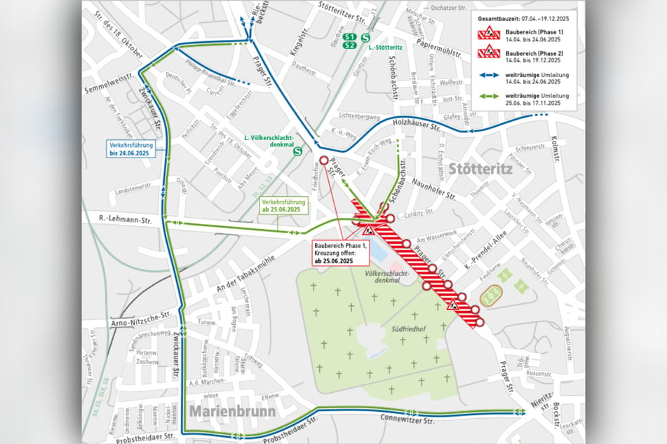 Auf dieser Karte seht Ihr, wie der Autoverkehr ab 14. April umgeleitet werden soll.