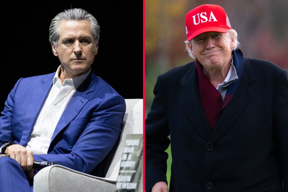 California Governor Gavin Newsom (l.) slammed President Donald Trump over reports that he has spent $100 million of taxpayer money on his golfing habit.