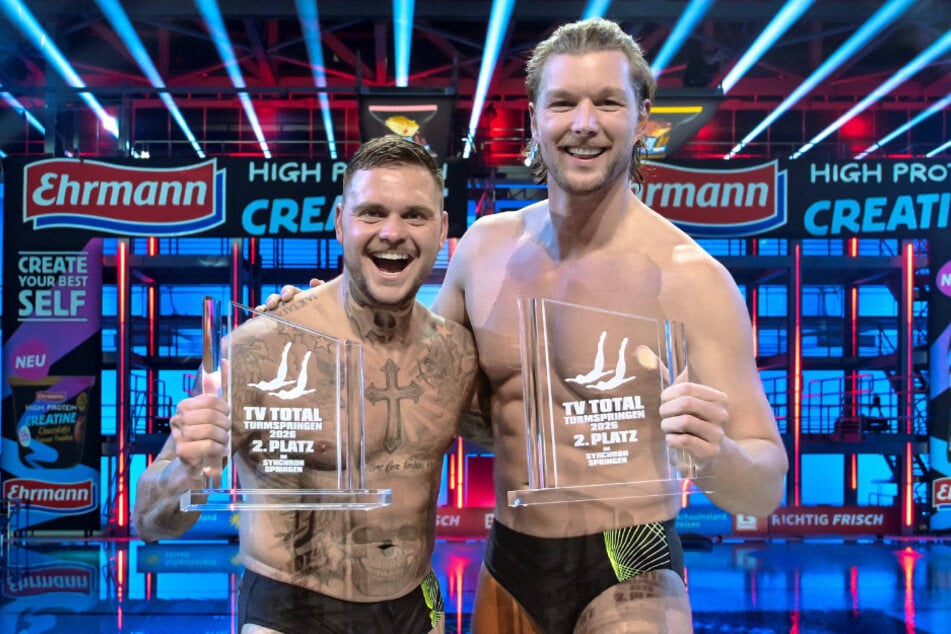 Statt mit Papa Thorsten sprang Nico Legat (27, l.) mit Kim Tränka (31) auf den zweiten Platz.
