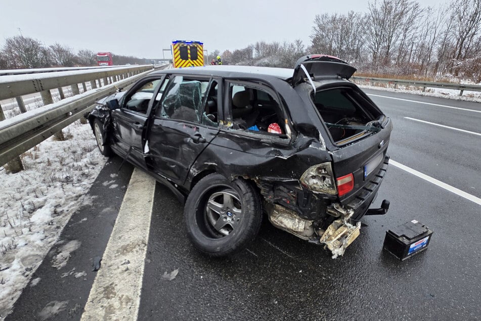 Ein Auto geriet am Dienstagmorgen auf der A14 ins Schleudern.