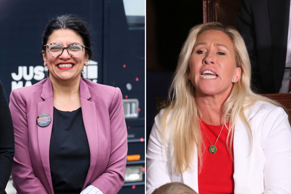 On Wednesday, members of the House of Representatives voted against Marjorie Taylor Greene's resolution to censure Rashida Tlaib (l.).