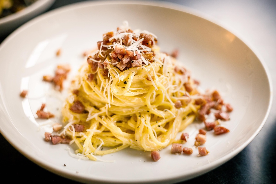 Traditional carbonara has no cream in it and only takes about 30 minutes to cook.