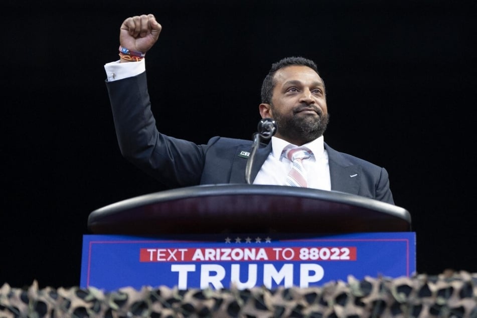 Kash Patel speaks during a presidential campaign rally for Donald Trump in Prescott Valley, Arizona, on October 13, 2024.