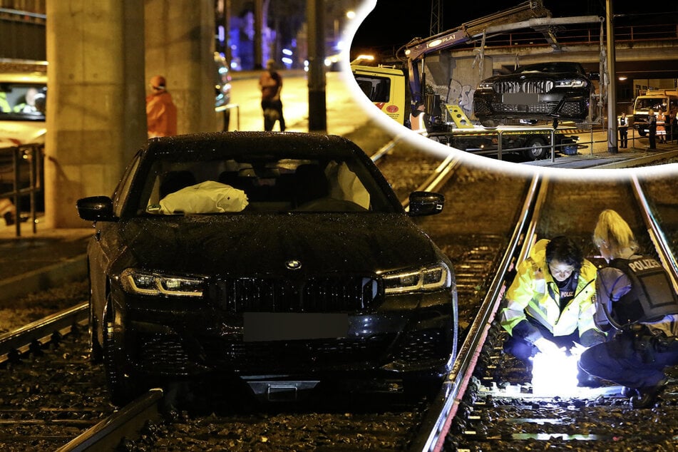 Unfall in Dresden: BMW-Fahrer rauscht ins Gleisbett der Straßenbahn!