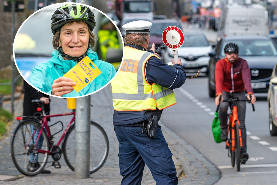 Dresden: Achtung Polizei-Kontrolle: Fahrradfahrerin wird belohnt und bekommt Tankgutschein