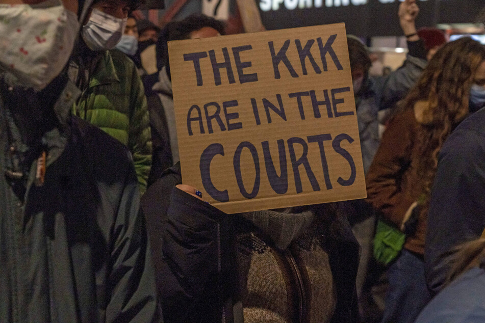 Protesters in New York City rally after the acquittal of Kyle Rittenhouse, the white 18-year-old who killed two people in Kenosha in the aftermath of the 2020 police shooting of Jacob Blake.