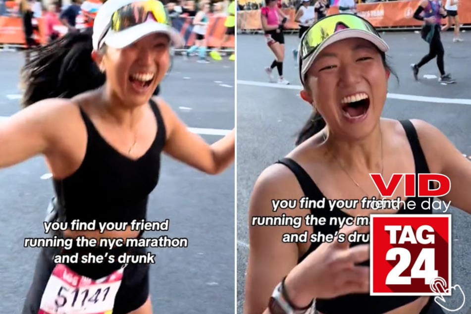 Today's Viral Video of the Day features an NYC marathon runner who shared a side-splitting secret with her friends while running the race.