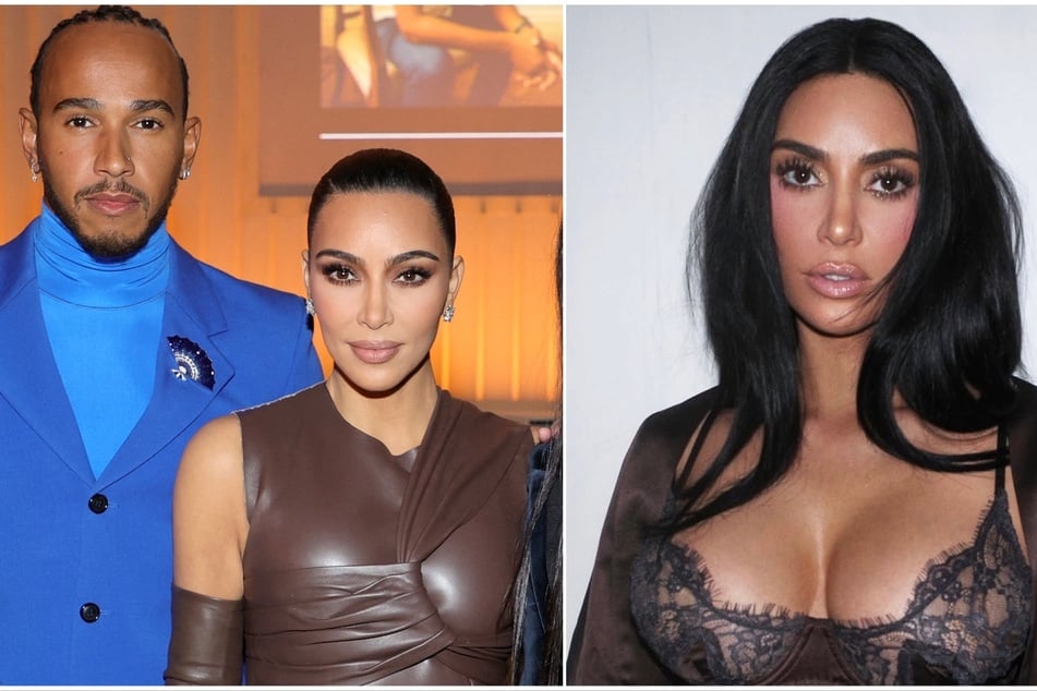Kim Kardashian (r.) was reportedly spotted having a romantic getaway this past weekend with F1 star Lewis Hamilton.