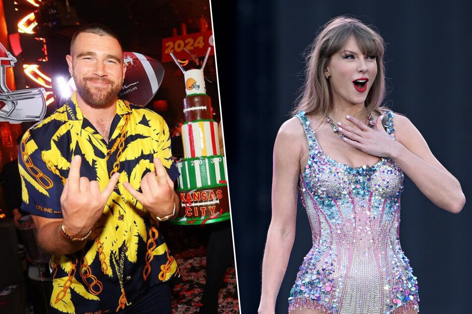 After attending Taylor Swift's (r.) The Eras Tour, Travis Kelce made a quick return to the United States, but he soon proved his girlfriend was still on his mind!