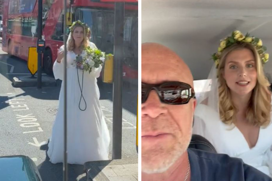 Plötzlich ging die Braut auf Marksteen Adamson zu. Der filmte sich und die junge Dame im Selfie-Format.