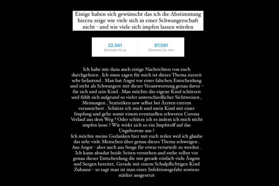 Bei Instagram sprach die Mehrheit der Fans von Sarah Engels (28) sich gegen eine Impfung während der Schwangerschaft aus.
