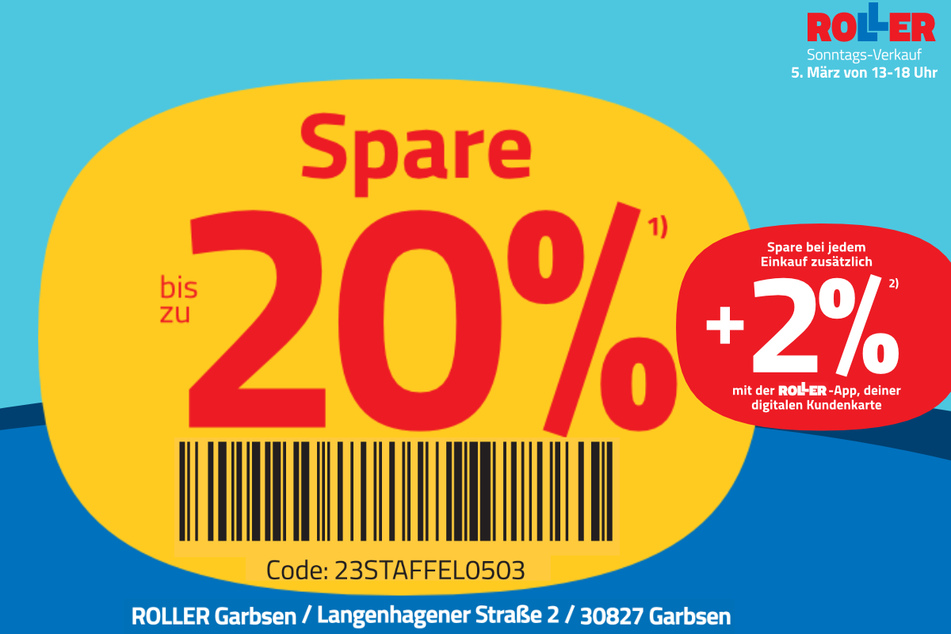 Barcode einfach an der Kasse vorzeigen und sparen.