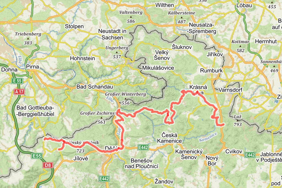 Die Trasse führt über 100 Kilometer von Tisa im Erzgebirge bis ins Lausitzer Gebirge.