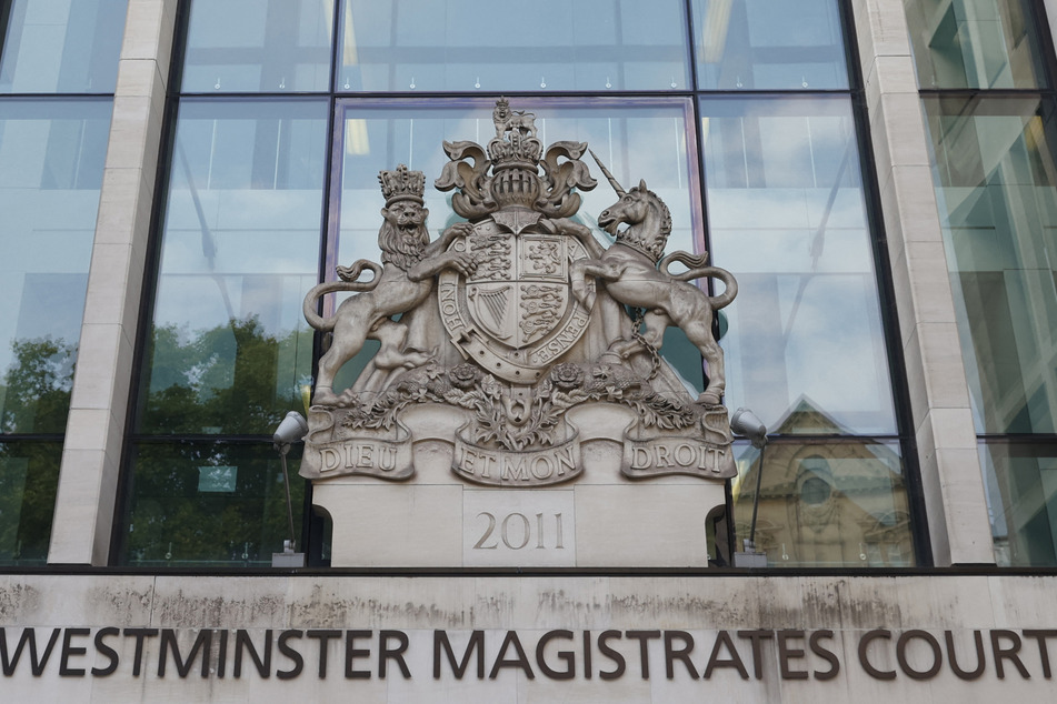 The entrance of the Westminster Magistrates' Court in London, prior to the start of the hearing for Jaswant Singh Chail.