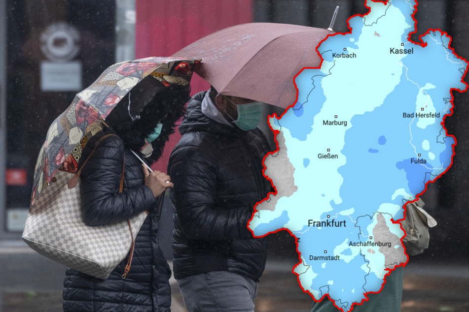 Fotomontage: Die nächsten Tage werden für die Hessen ziemlich kalt und nass (Symbolbild).