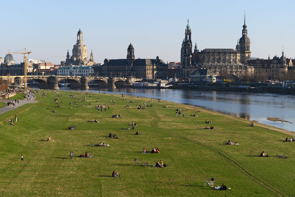 Das sonnige Wetter lockt viele Dresdner an die Elbe. Doch die Zahl der Neuinfektionen steigt an.