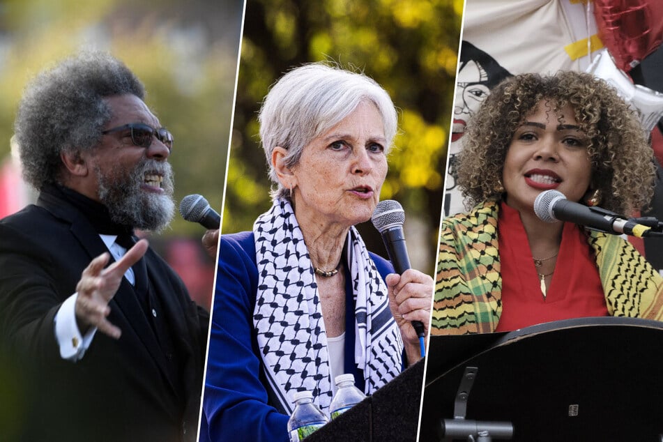 From l. to r.: Independent Dr. Cornel West, Green Party nominee Dr. Jill Stein, and Party for Socialism and Liberation candidate Claudia De la Cruz have centered Palestinian freedom in their 2024 presidential campaigns.