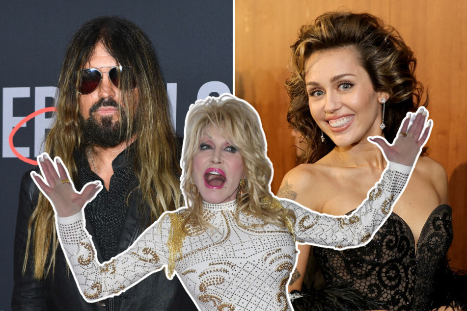 Miley Cyrus' (r.) godmother Dolly Parton allegedly tried to mend the relationship with the singer and her father (l.), but things aren't looking too good.