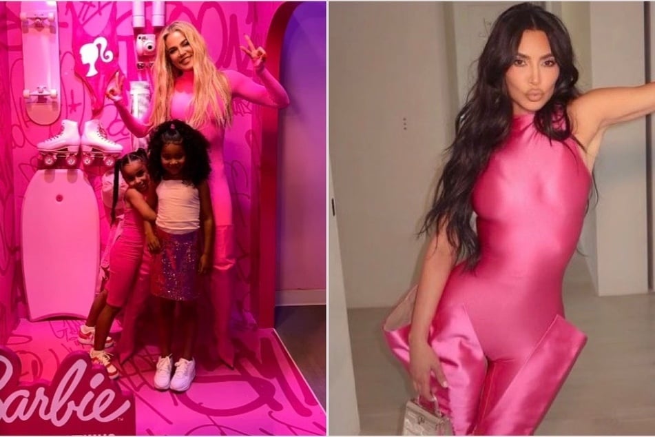 Kim (r) and Khloé Kardashian took their daughters and nieces to the World of Barbie exhibition in Los Angeles.