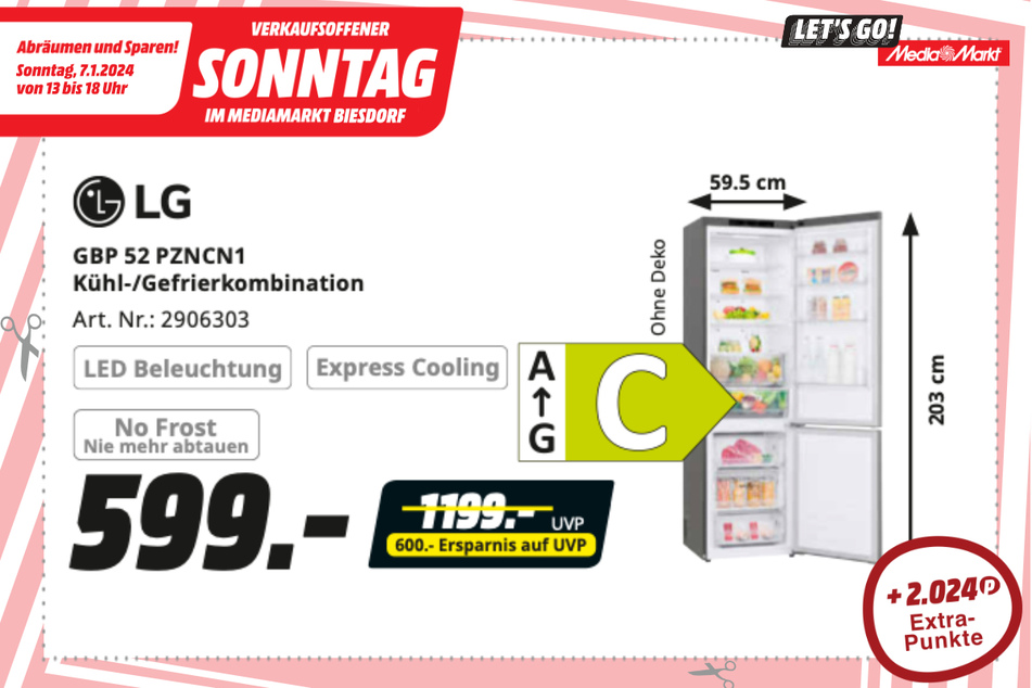 LG-Kühlgefrierkombination für 599 Euro.