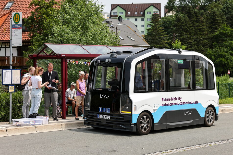 Zum Stadtfest testete Gelenau das autonome Shuttle.