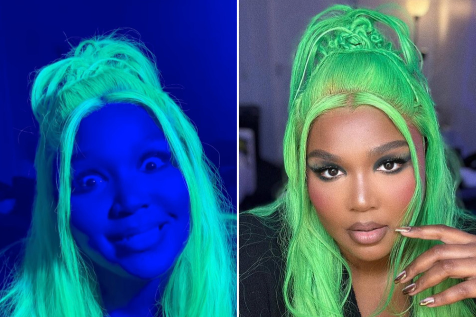 Lizzo's green glam look features a glow-in-the-dark wig, and the internet is here for it.