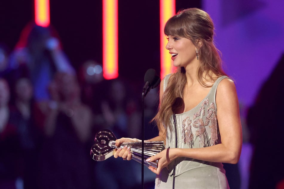 Taylor Swift accepts the award for Pop Album of the Year onstage during the 2026 iHeartRadio Music Awards in March, 2026.