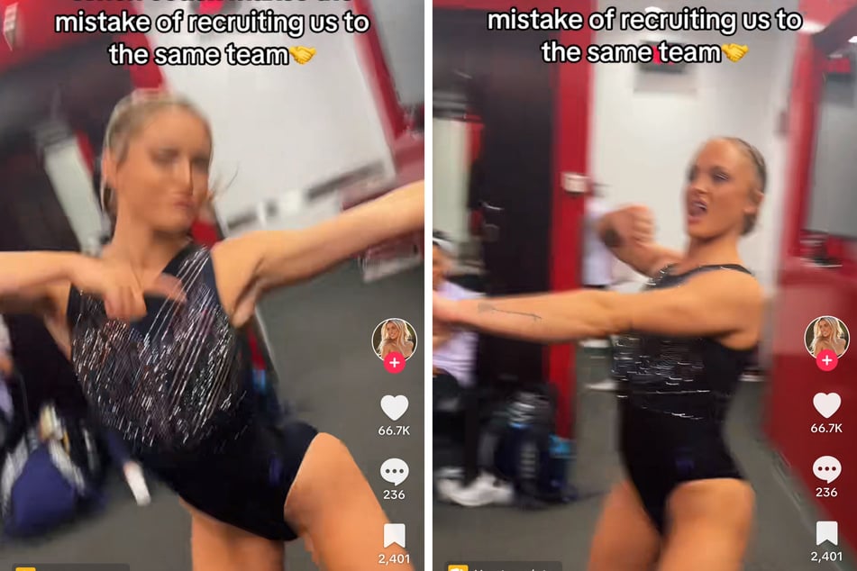 Olivia Dunne's celebratory locker room dance party has gone viral on TikTok after the athlete and her team won the NCAA regional competition, advancing to the national championship!