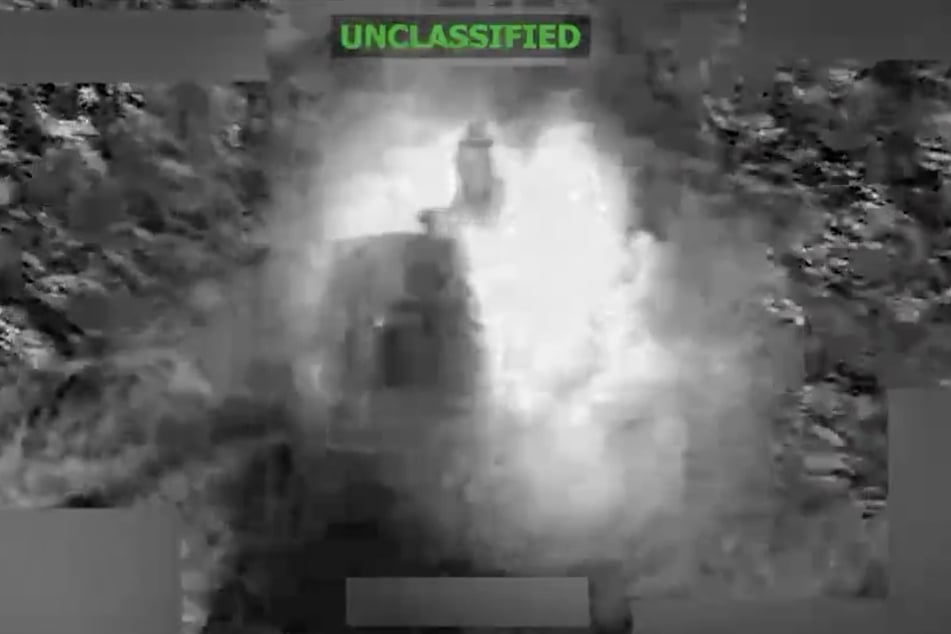 A screenshot from a video shared to X by US Southern Command on June 16, 2026, shows a boat in the Eastern Pacific engulfed by a large explosion after it is struck by American forces.