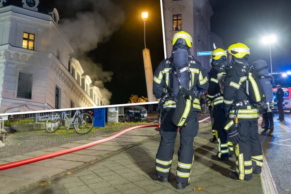 Leipzig: Jede Menge Rauch aus Fenster: Feuerwehr löscht Brand in Mehrfamilienhaus