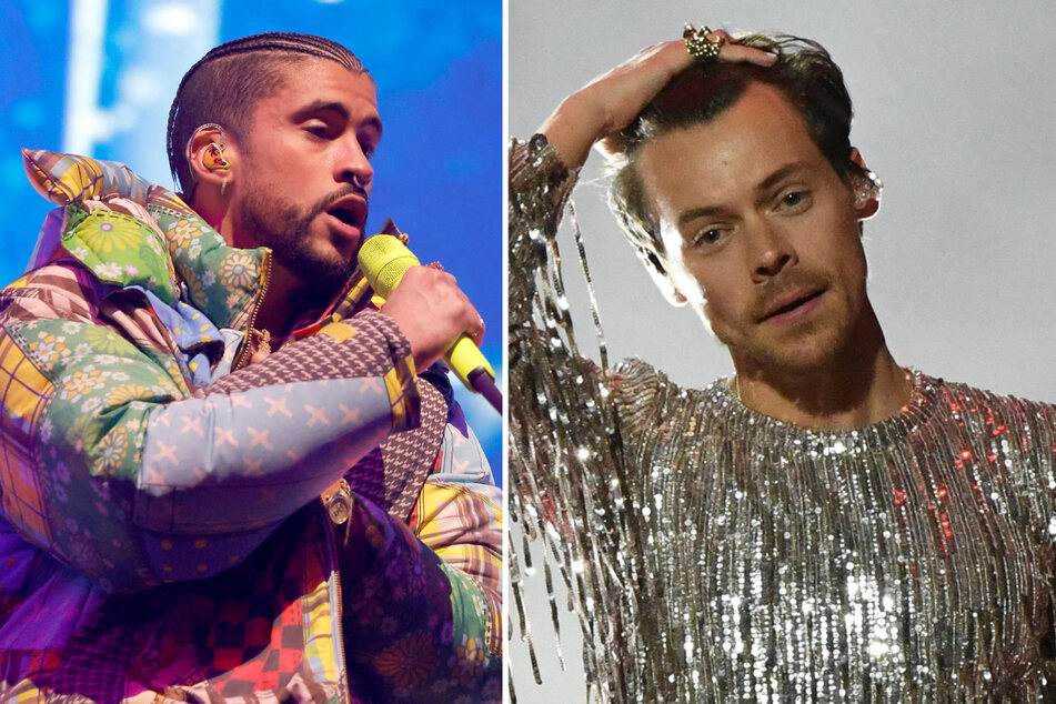 Bad Bunny (l) seemed to shade Harry Styles (r) during his Coachella performance on Friday.